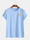 Mens Solid Color Sun Pattern Print Summer Holiday T-Shirts - Light Blue