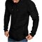 Mens Irregular Hem Hooded Striped Fold Raglan Sleeve O-neck Solid Color Casual Sweatshirt - Black