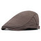 Men Cotton Solid Color Beret Cap Sunshade Casual Outdoors Peaked Forward Cap Adjustable Hat - Coffee