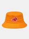 Unisex Cotton Auspicious Clouds Pattern Embroidery Wide Brim Chinese Style Sunshade Bucket Hat - Orange