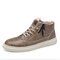Men Brief Slip Resistant Lace Up Zipper High Top Casual Skate Shoes - Brown