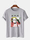 Mens Funny Panda Chinese Character Printed Cotton Short Sleeve T-Shirts - Gray