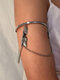 Винтаж Модный геометрический браслет Лист в форме цепочки с кисточкой и железным отверстием, регулируемый браслет на руку - Серебряный