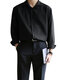 Mens Solid Long Sleeve V Neck Soft Casual Loose Holiday Top Blouse Shirts - Black