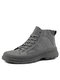 Men Rubber Toe Cap Lace Up Outdoor Casual Ankle Boots - Gray