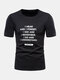 Mens Cotton Character Print Solid Color Loose Casual O-Neck T-Shirts - Black
