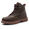 Men Microfiber Leather Non Slip Outdoor Casual Martin Boots - Brown