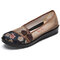 Flower Chineseknot Vintage Retro Mesh Breathable Slip On Flat Shoes - Coffee