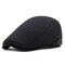 Mens Winter Thicken Warm Woolen Beret Flat Cap Adjustable Casual Solid Black Grey Forward Hats - Black