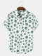 Mens Seersucker Daisy Pattern Lapel Holiday Short Sleeve Shirt - Green