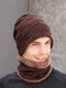 Men 2/3PCS Plus Velvet Keep Warm Winter Neck Protection Headgear Scarf Full-finger Gloves Knitted Hat Beanie - #01