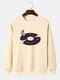 Mens Cartoon Astronaut Planet Print Crew Neck Pullover Sweatshirts - Apricot