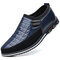Men Stitching Slip-On Large Size Non Slip Casual Business Shoes - Blue