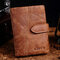 Genuine Leather Vintage Small Short Wallet Card Holder Purse For Women - Khaki