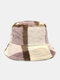 Unisex Plush Large Lattice Pattern Vintage Autumn Winter Outdoor Warmth Bucket Hat - Pink