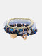 Legierung Perlen Vintage Böhmisches ethnisches elastisches Seil Herzform Colorful Mehrschichtiges Armband - #05