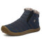Men Waterproof Cloth Non Slip Plush Lining Slip-ons Casual Snow Boots - Blue