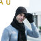 Men 2/3PCS Solid Color Keep Warm Sets Fashion Casual Wool Hat Beanie Scarf Full-finger Gloves - #02