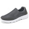 Men Mesh Fabric Breathable Slip-ons Casual Walking Shoes - Gray