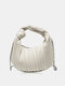 Women Faux Leather Brief Chain Multi-Carry Sewing Thread Handbag Dinner Bag - White
