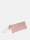 Искусственная кожа Элегантный поясной пакет большой емкости Mulit Card Zip Wristlet Wallet Wallet - Розовый