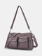 Women PU Leather Large Capacity Multi-pocket Vintage 6.5 Inch Phone Bag Crossbody Bags Shoulder Bag - Purple