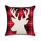 Classical Red Lattice Christmas Elk Series Linen Throw Pillow Case Home Sofa Cushion Cover Decor - #1