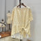 Fashion 19 Seasons New Simple Fashion Print Hem Tie Wild Short-sleeved Shirt 4397 - Yellow