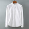 Men's Casual Stand Collar Chest Pocket Long Sleeve Cotton Shirt - White