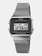 Fashion Men Watch Date Week Display Stopwatch Waterproof LED Light Business Mesh Belt Digital Watch - Silver