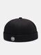 Unisex Cotton Chinese Embroidery Letters Steel Seal Vintage Trendy Brimless Beanie Landlord Cap Skull Cap - Black