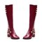 Large Size Button Buckle Over The Knee Boots - Red