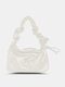 Women Vintage Faux Leather Solid Color Multi-Carry Casual Handbag - White