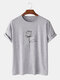Mens Rose Print O-Neck Cotton Plain Casual Short Sleeve T-Shirts - Gray