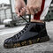 Men Lace up Leather Casual Sneakers - Black