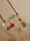 Vintage Ethnic Bird Flower Tassel Red Sweater Chain Long Necklace - Red