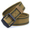 Mens Long Weave Canvas Elasticity Belt Outdoor Slider Buckle Durable Adjustable Ring Belt - Brown