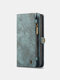 Men Vintage Faux Leather Multifunction Waterproof Wallet Phone Bag - Blue