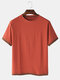 Mens Solid Color Patchwork Breathable Casual Loose O-Neck T-Shirts - Red