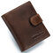 Ekphero Genuine Leather Short Wallets Vintage Zipper Purse Coin Bags For Men - Coffee