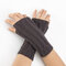 21CM Women Winter Knitting Jacquard Fingerless Long Sleeve Casual Warm Half Finger Gloves - Deep gray