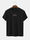 Mens Colorful Letter Embroidery Cotton Casual Short Sleeve Black T-Shirts - Black