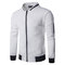 Mens Stand Collar Zipper Up Design Sweatshirts Diamond Shape Patchwork Baseball Jacket - White