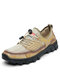 Men Knitted Fabric Breathable Outdoor Sport Casual Walking Shoes - Khaki