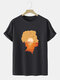 Mens 100% Cotton Design Portrait Sunset Print Short Sleeve T-Shirt - Black