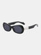 यूनिसेक्स मेटल टीआर ओवल फुल फ्रेम एंटी-पराबैंगनी फैशन फ्लैट धूप का चश्मा - ब्लैक ग्रे