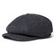 Vintage Men Wool Gird Beret Hat Octagonal Newsboy Cap Winter Casual Cabbie Cap Driving - Grey