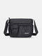 Men Nylon Waterproof Black Large Capacity Crossbody Bag Shoulder Bag - Black