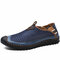 Zapatos de agua de malla de costura a mano de gran tamaño para hombres al aire libre Zapatillas de deporte antideslizantes - Azul