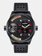 3 Colors Leather Alloy Men Casual Business Watch Waterproof Luminous Pointer Quartz Watch - Black Band Black Case Black Dial